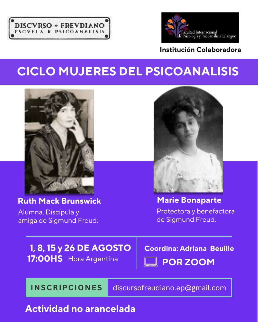 DiscursoFreudiano: Ciclo de mujeres del psicoanálisis